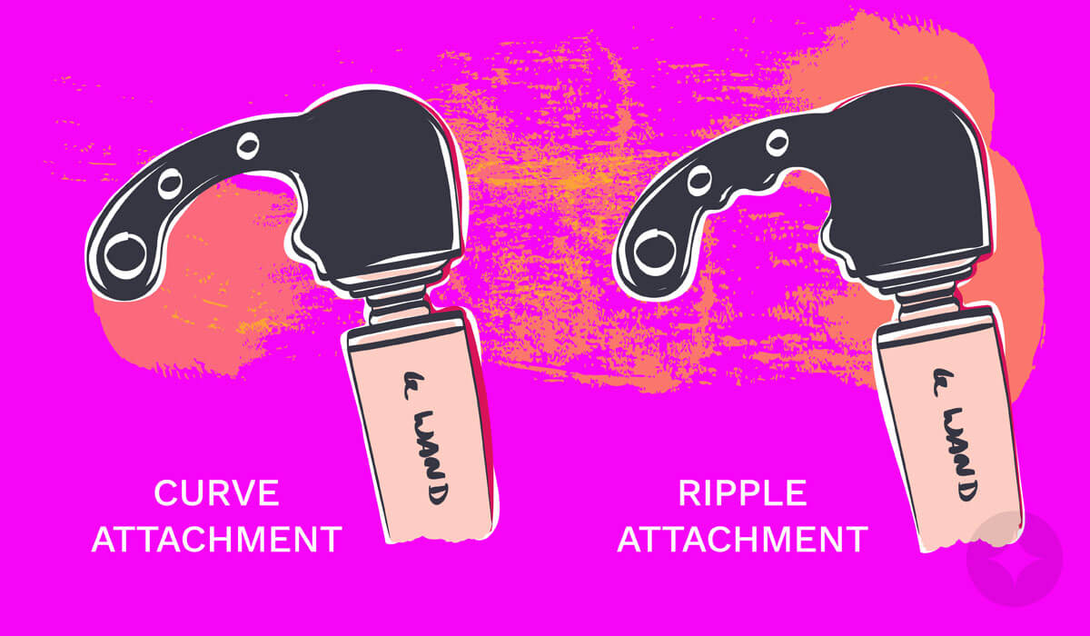 Attachments for Le Wand Massager for a blended orgasm - Curve and Ripple Attachment.
