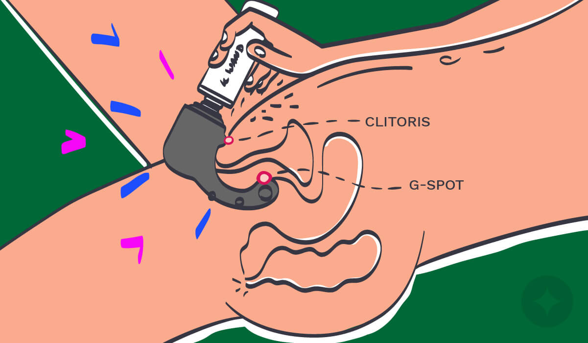 Angle the curve silicone attachment to stimulate the G-spot and clitoris.