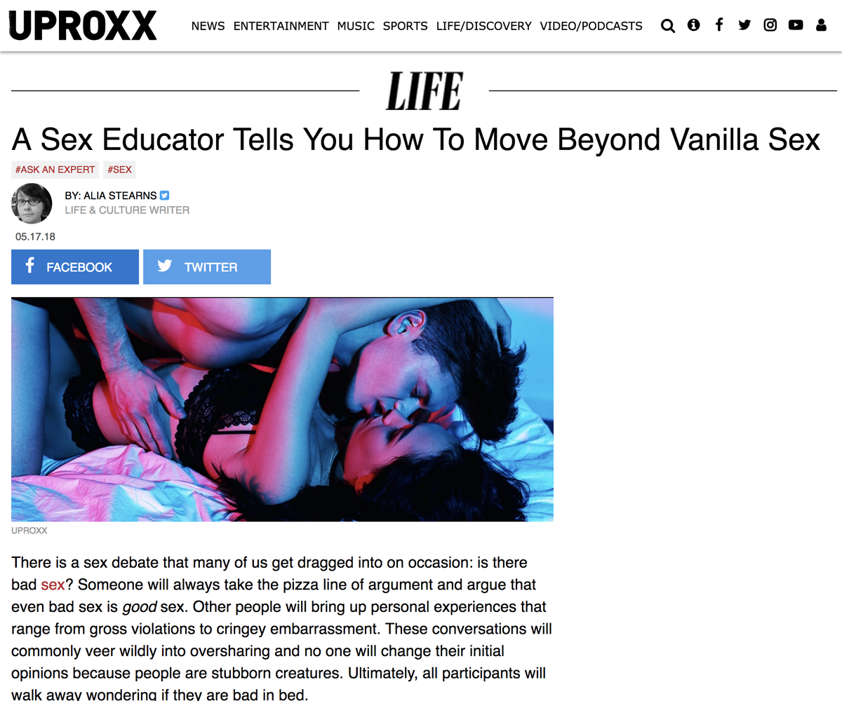 Alia Stearns of UPROXX turns to Sex Educator Alicia Sinclair for advice on moving beyond vanilla Sex. 