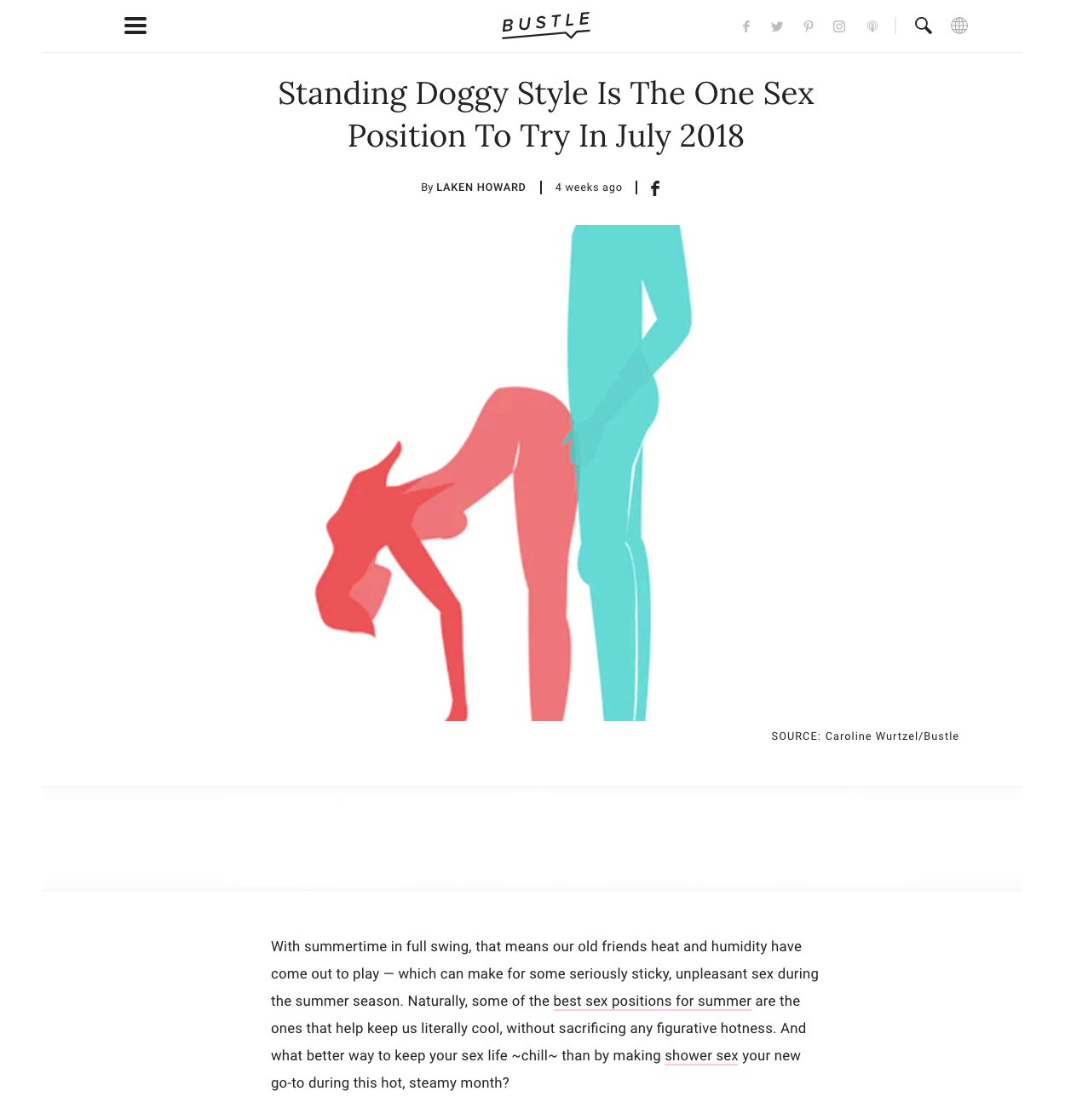 Bustle: The One Sex Position To Try In July 2018 Is Standing Doggy Style |  Le Wand Press