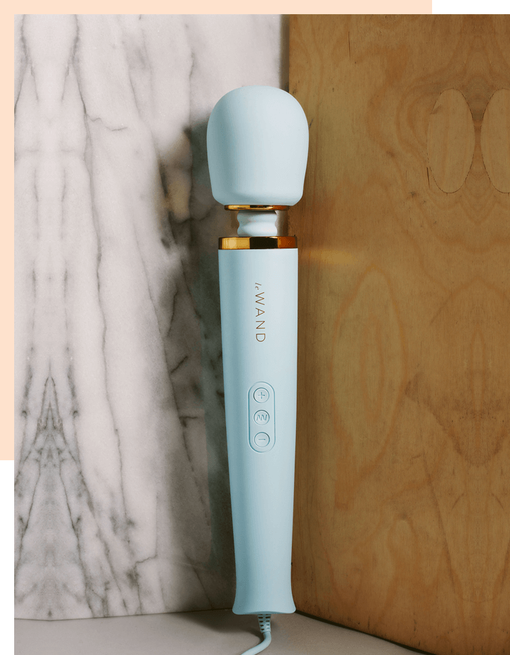 Buy the Le Wand Plug-In Vibrating Massager in Sky Blue and Cream